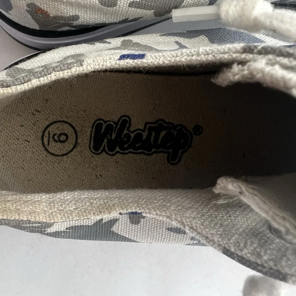 Weestep Boys Sneakers Canvas Shoes Size 9 Shark Slip On Tie Boat Skater